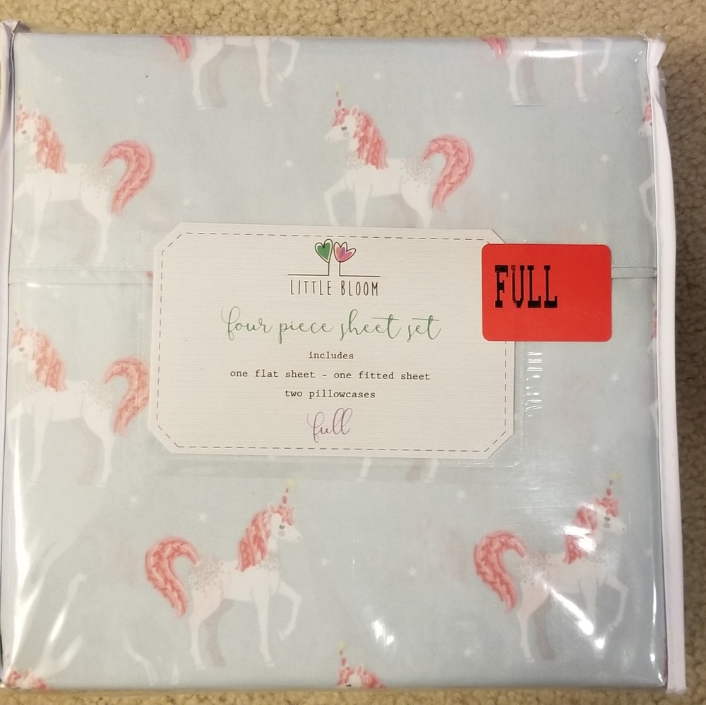 New Unicorn 4 PC Full Sized Sheet Set